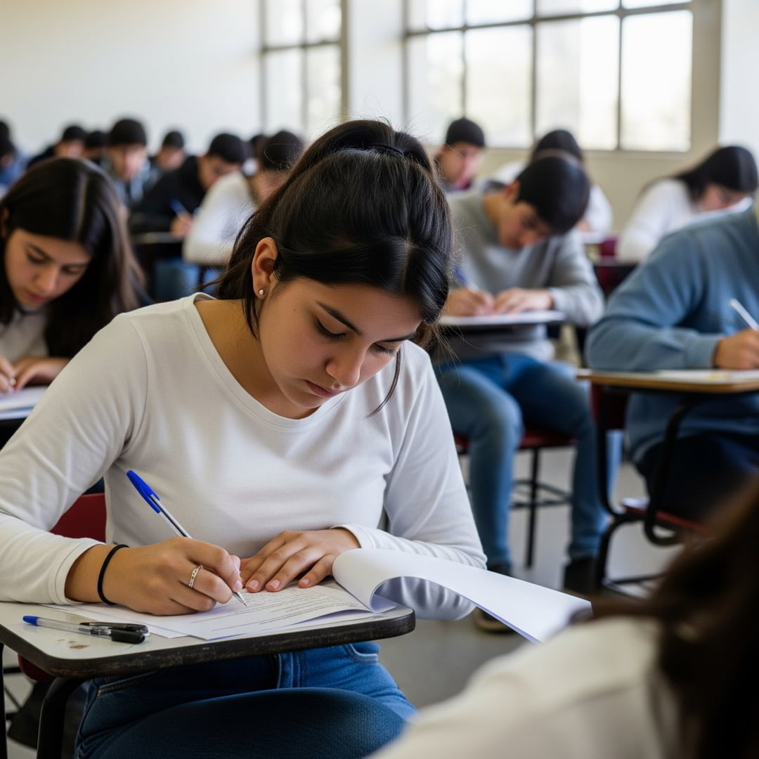 Estudiante haciendo la PAES para poder ingresar a la universidad en Chile.