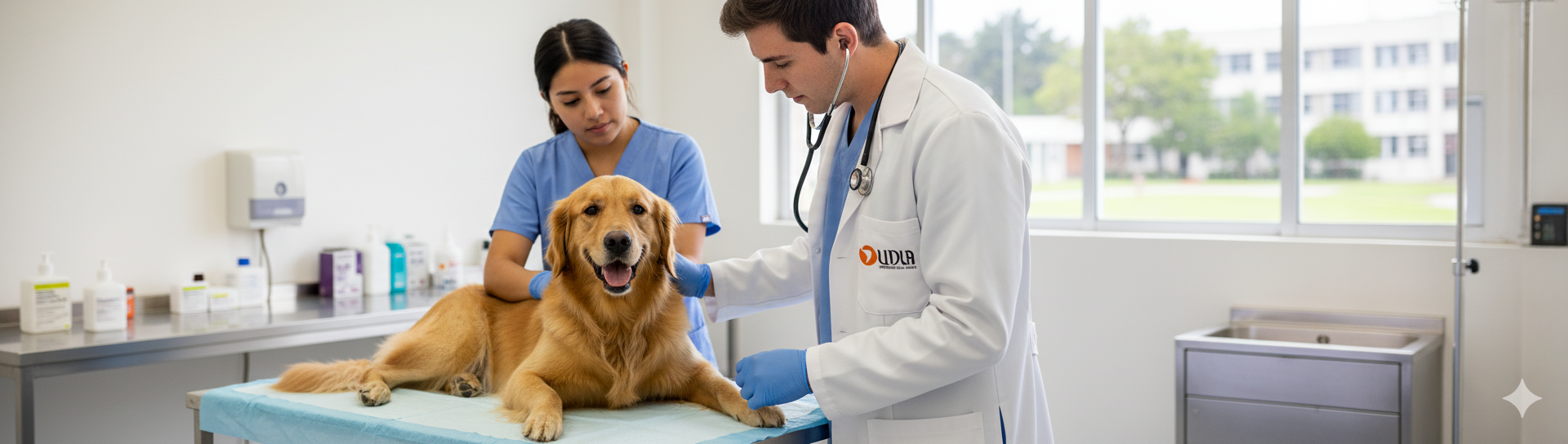 Estudiante de Medicina Veterinaria UDLA ejerciendo su práctica profesional.